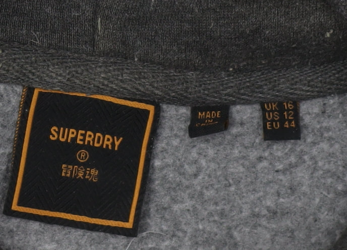 Superdry Women's Black Hoodie, UK 16, Casual Pullover
