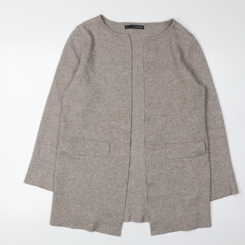 Sfera Women's Beige Cardigan, Size 8, Wool Blend, Casual