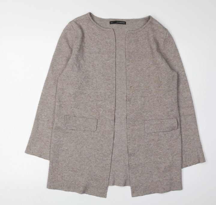 Sfera Women's Beige Cardigan, Size 8, Wool Blend, Casual