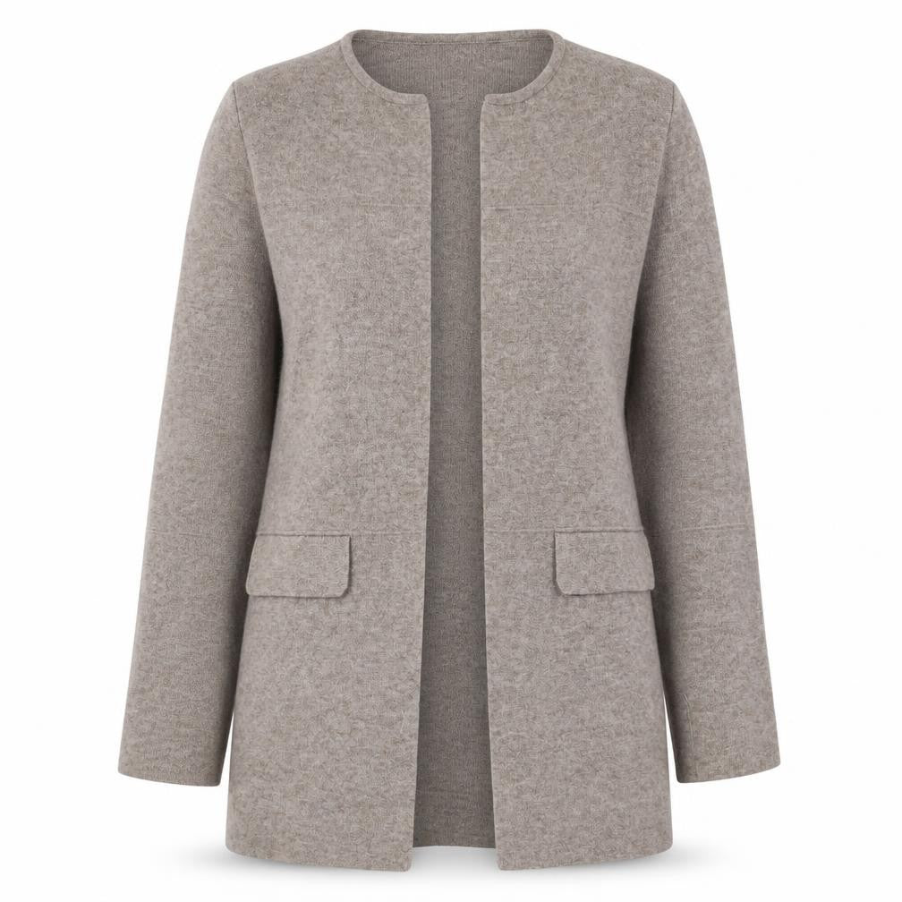 Front view of Sfera Women's Beige Cardigan, size 8, Wool Blend, Casual