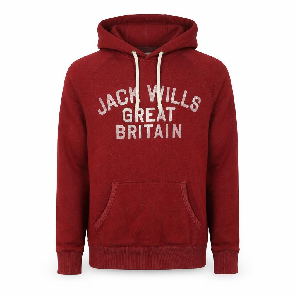 Front view of Jack Wills Men's Red Hoodie XS Pullover Logo