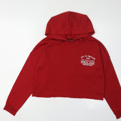 New Look Girls Red Hoodie 12-13 Years Pullover Casual Logo