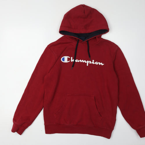 Champion Men's Red Pullover Hoodie - Small, Logo Accent