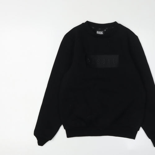 Rascal Boys Black Sweatshirt, 11-12 Years, Pullover Logo