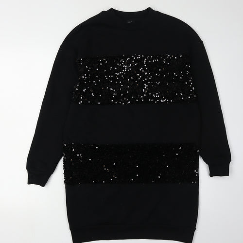 River Island Women's Black XS Sequin T-Shirt Dress