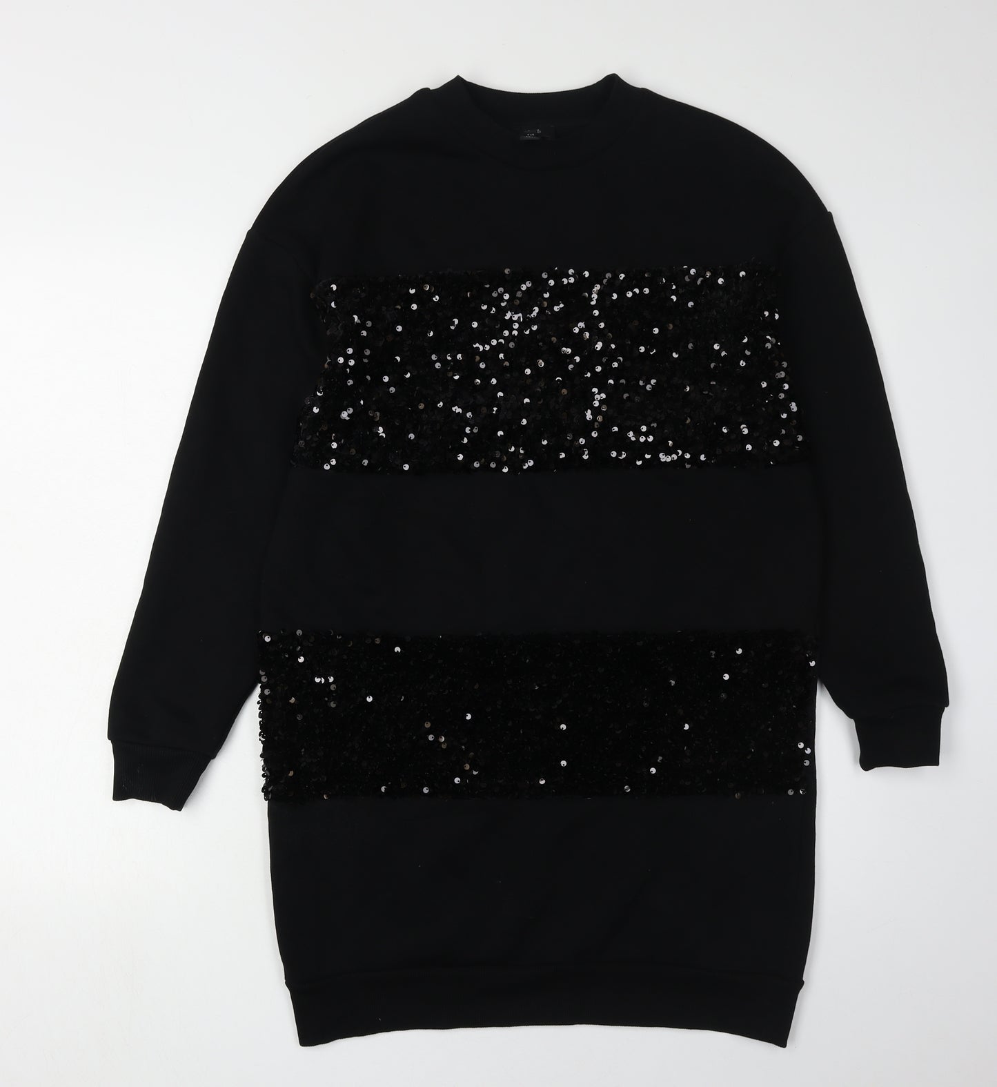 River Island Women's Black XS Sequin T-Shirt Dress