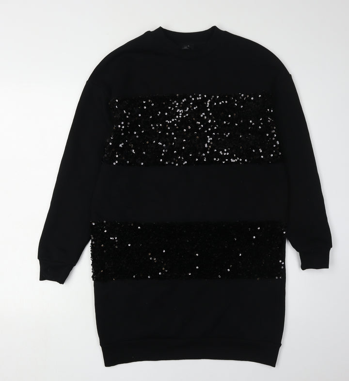 River Island Women's Black XS Sequin T-Shirt Dress
