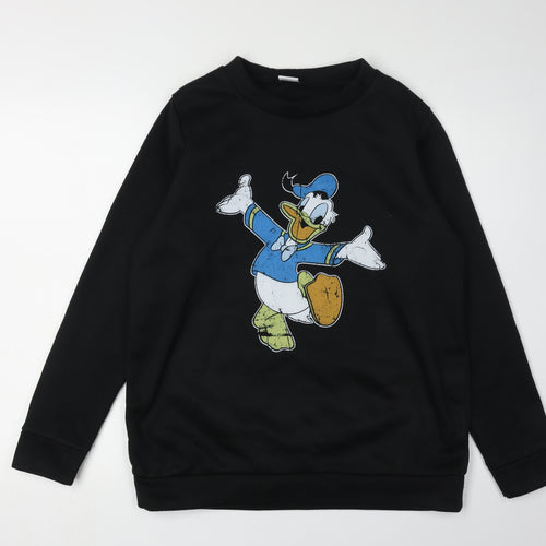 Disney Women's Black Donald Duck Sweatshirt Size 10/12
