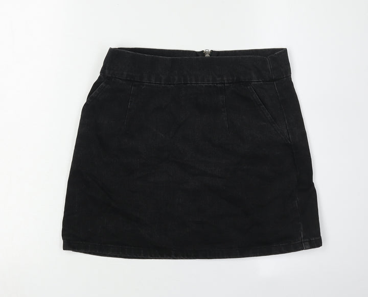 Topshop Women’s Black Size 8 Denim Short Skirt