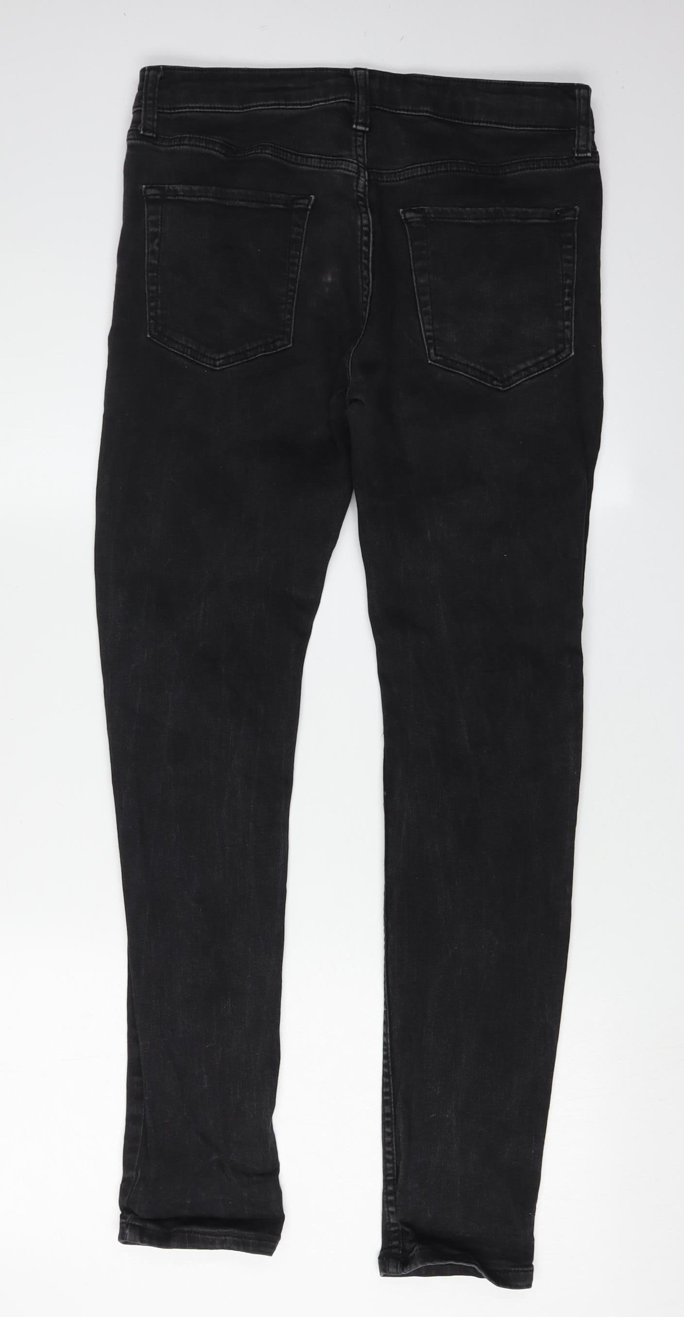 Topman Men's Black Skinny Jeans - Distressed Style