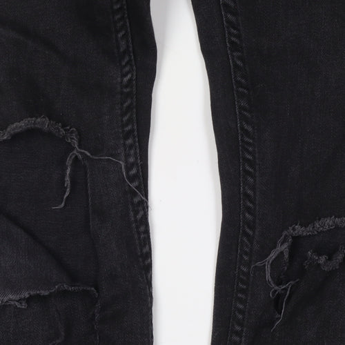 Topman Men's Black Skinny Jeans - Distressed Style