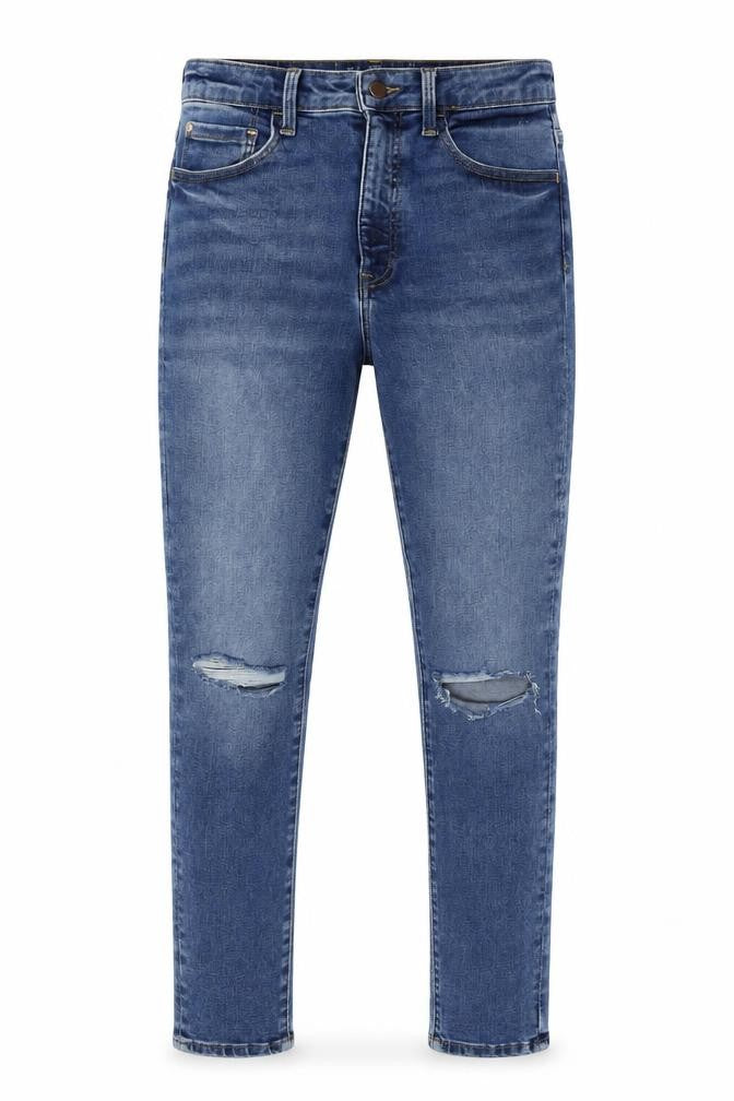 Front view of H&M Men's Blue Distressed Skinny Jeans M