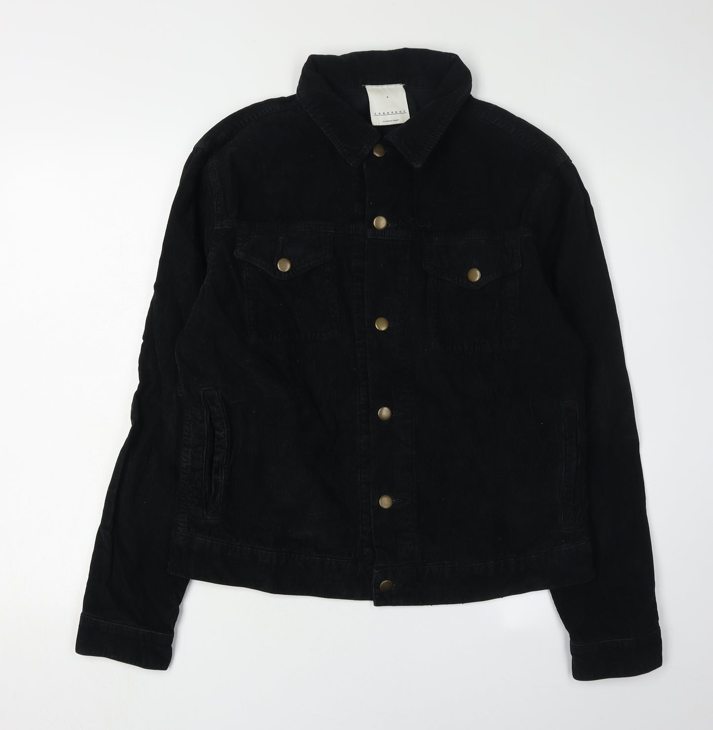Women's Black Corduroy Jacket, Size S, Buttoned, Casual