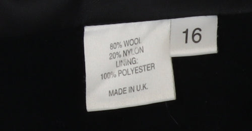 Albeni Women's Black Wool Jacket Size 16 with Button Accents