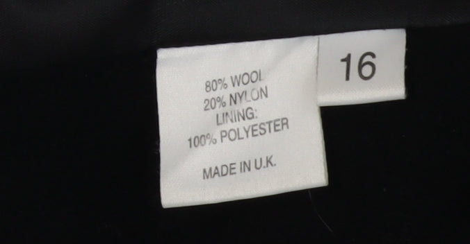 Albeni Women's Black Wool Jacket Size 16 with Button Accents