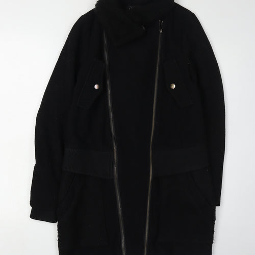 Warehouse Women's Black Wool Overcoat Size 8