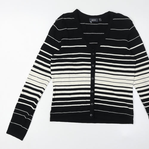 Mexx Women's Black Striped V-Neck Cardigan - Size S