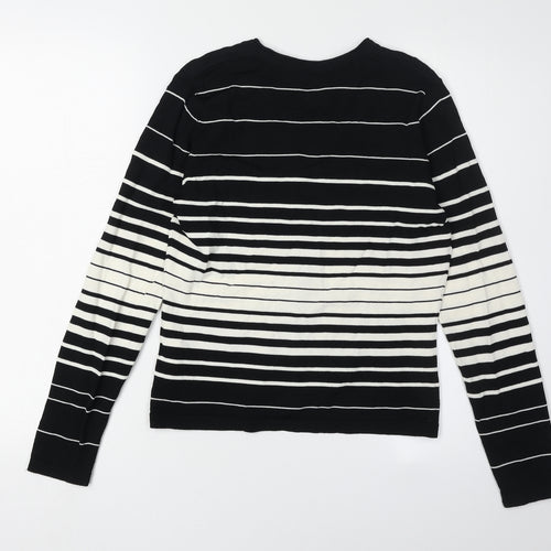 Mexx Women's Black Striped V-Neck Cardigan - Size S