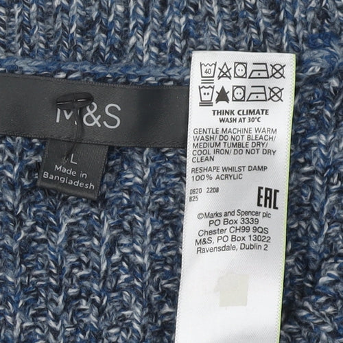 Marks and Spencer Men's Blue Pullover Jumper Size L