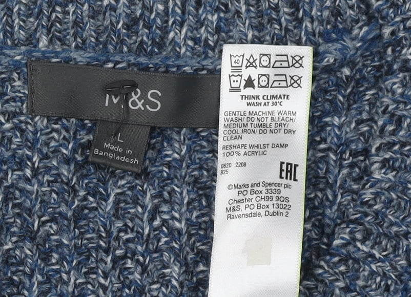 Marks and Spencer Men's Blue Pullover Jumper Size L