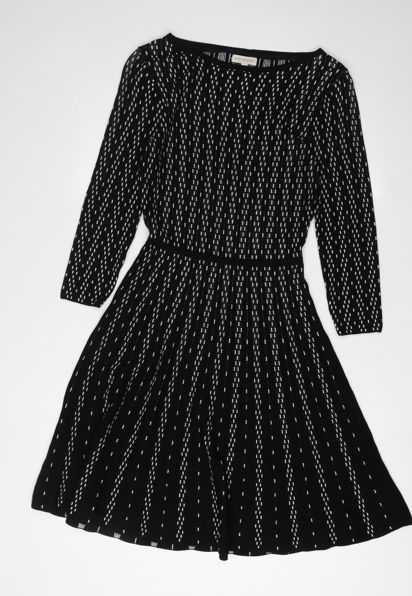 Monsoon Women's Black S Geometric Knit Dress