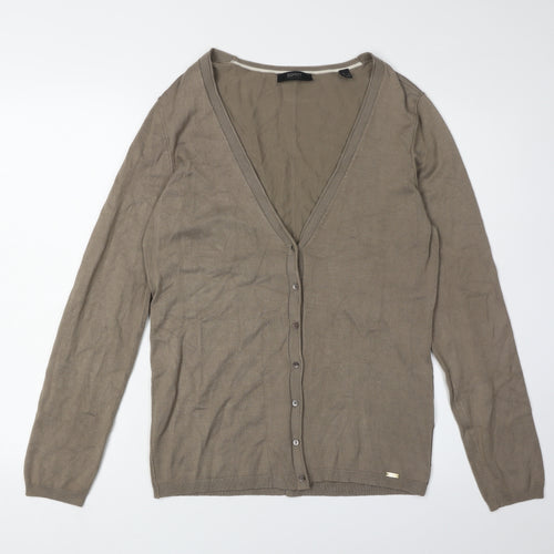 Esprit Brown V-Neck Cardigan Unisex Adults L