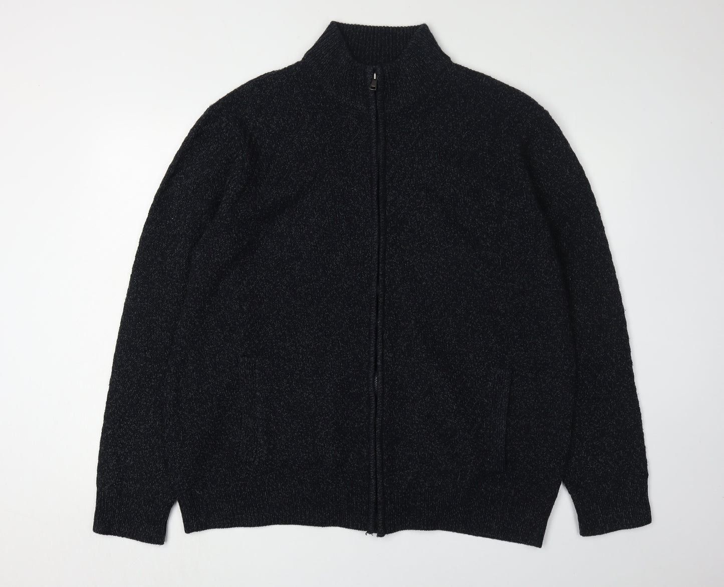 Marks and Spencer Men's Black Full Zip Jumper 2XL