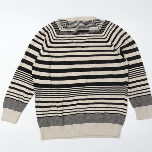 CC Women Black Henley Striped Jumper Size L