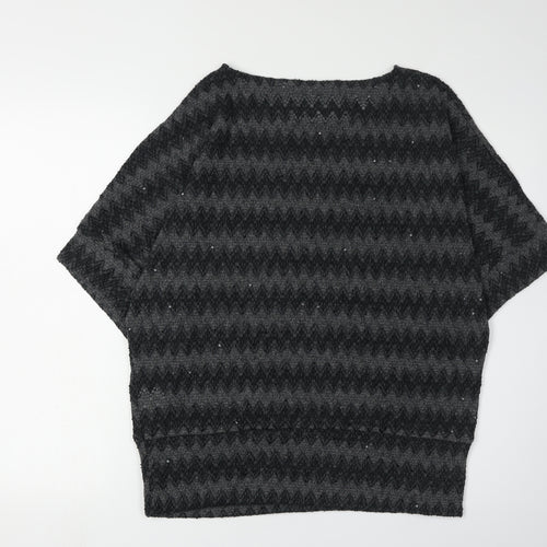 Epilogue Women's Black Geometric Pullover Jumper, Size 12