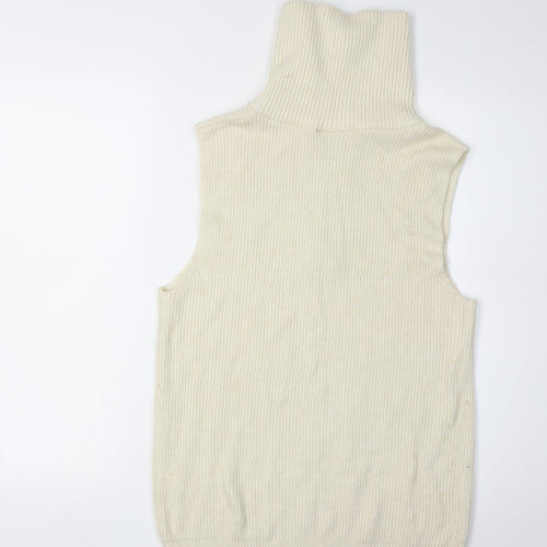 Vila Women's Ivory Full Zip High Neck Vest - Size 12