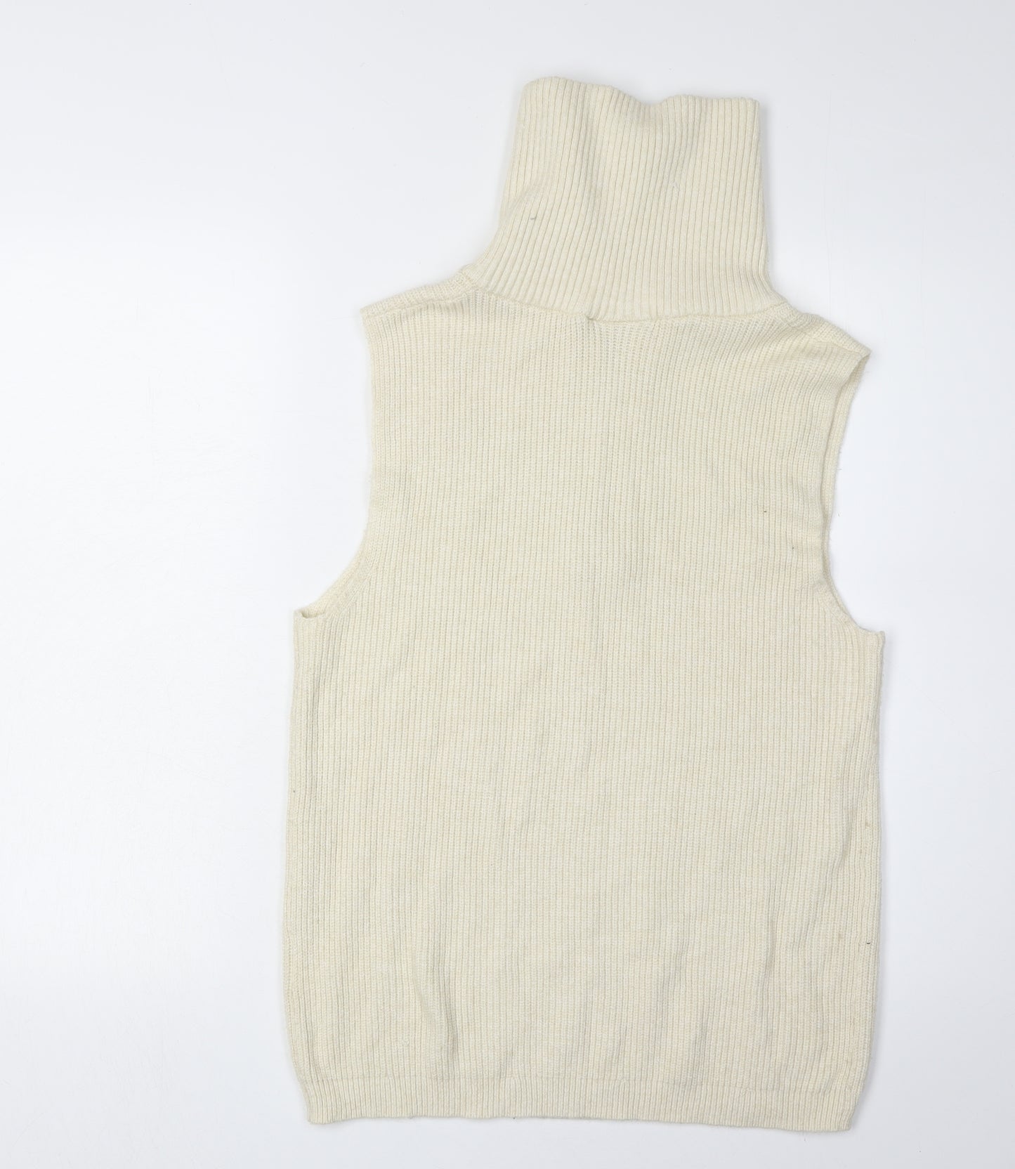 Vila Women's Ivory Full Zip High Neck Vest - Size 12