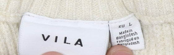 Vila Women's Ivory Full Zip High Neck Vest - Size 12