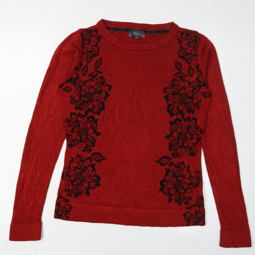 Marks and Spencer Red Floral Women's Pullover Jumper, Size 14