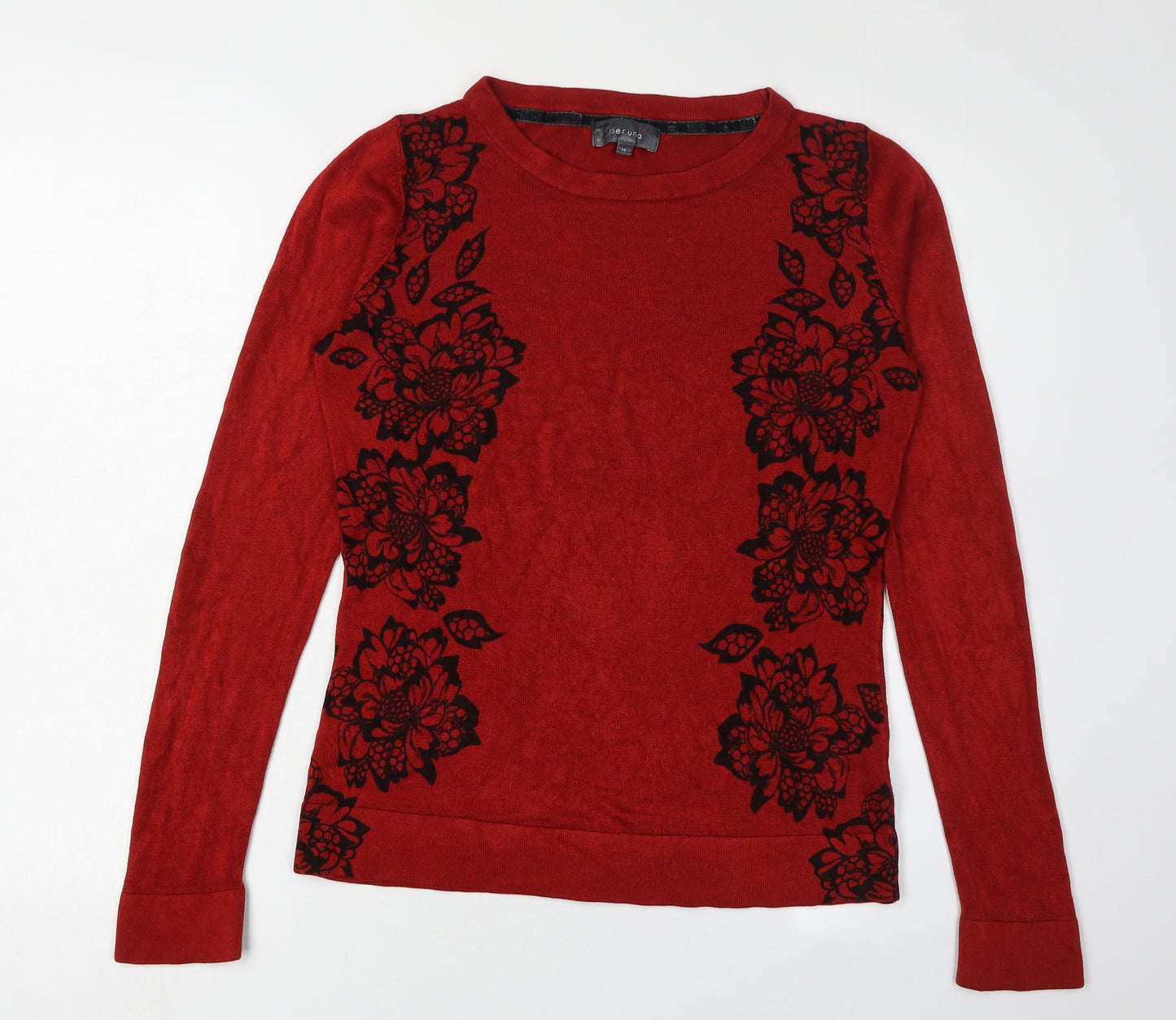 Marks and Spencer Red Floral Women's Pullover Jumper, Size 14