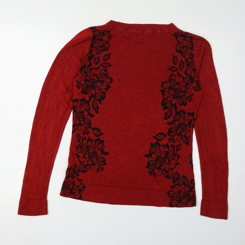 Marks and Spencer Red Floral Women's Pullover Jumper, Size 14