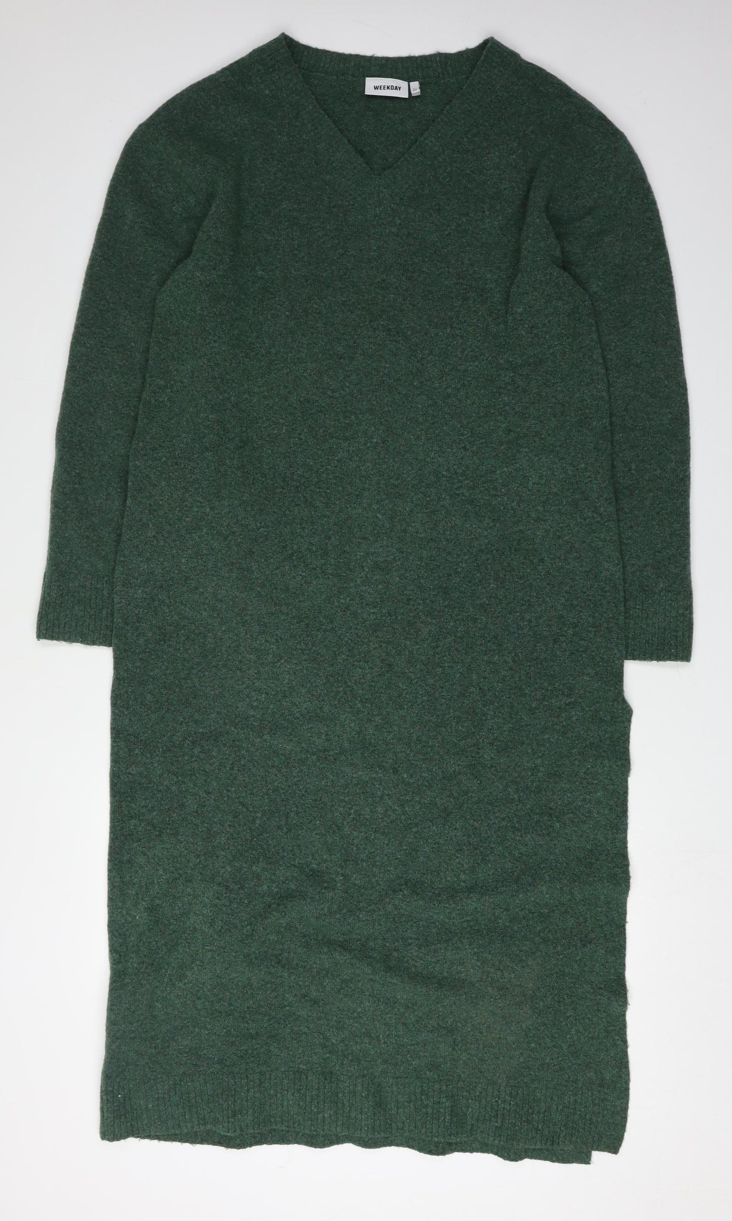 Weekday Women's Green V-Neck Dress M