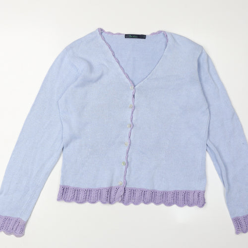 Boden Women's Blue Cardigan, Size 12, Linen-Cotton