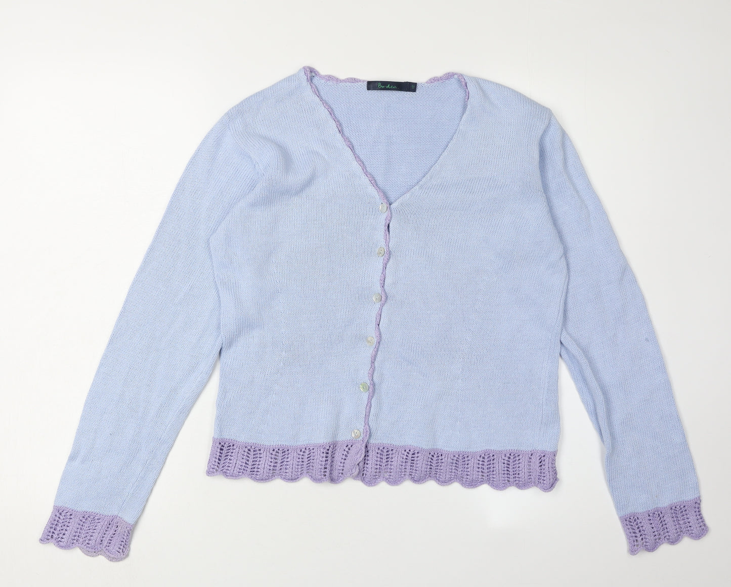 Boden Women's Blue Cardigan, Size 12, Linen-Cotton