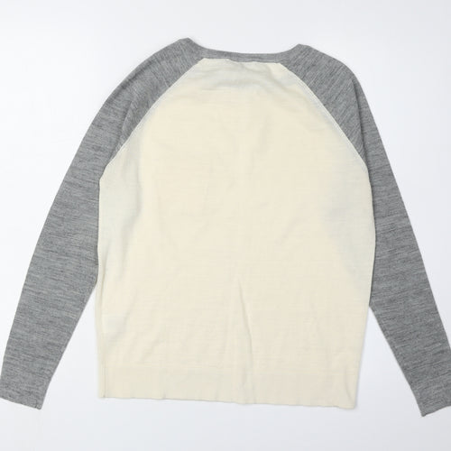 Oliver Bonas Women's Ivory Grey Raglan Jumper Size 8