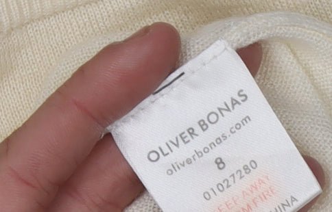 Oliver Bonas Women's Ivory Grey Raglan Jumper Size 8