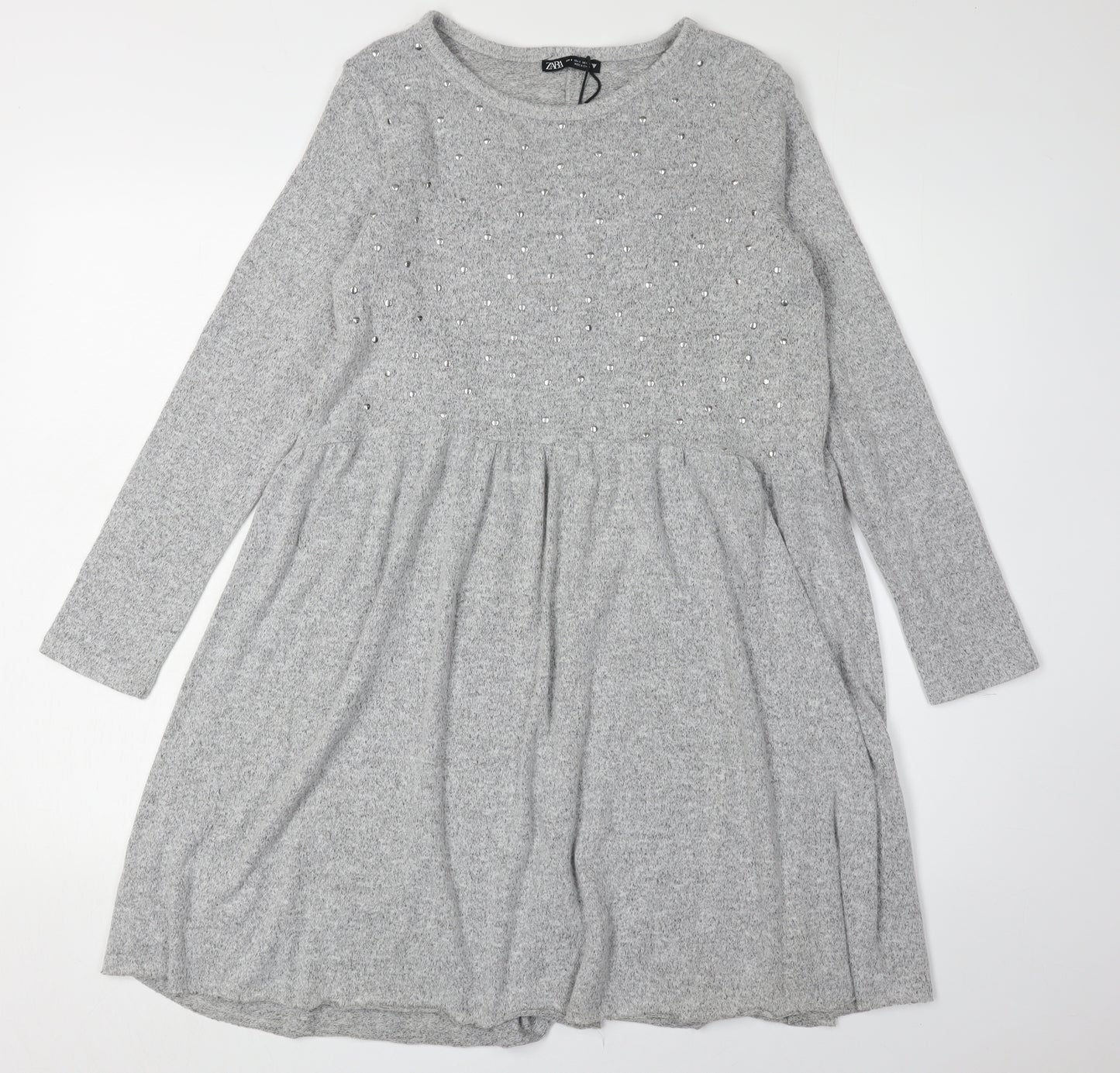 Zara Women Grey Long Sleeve Dress - Size 8