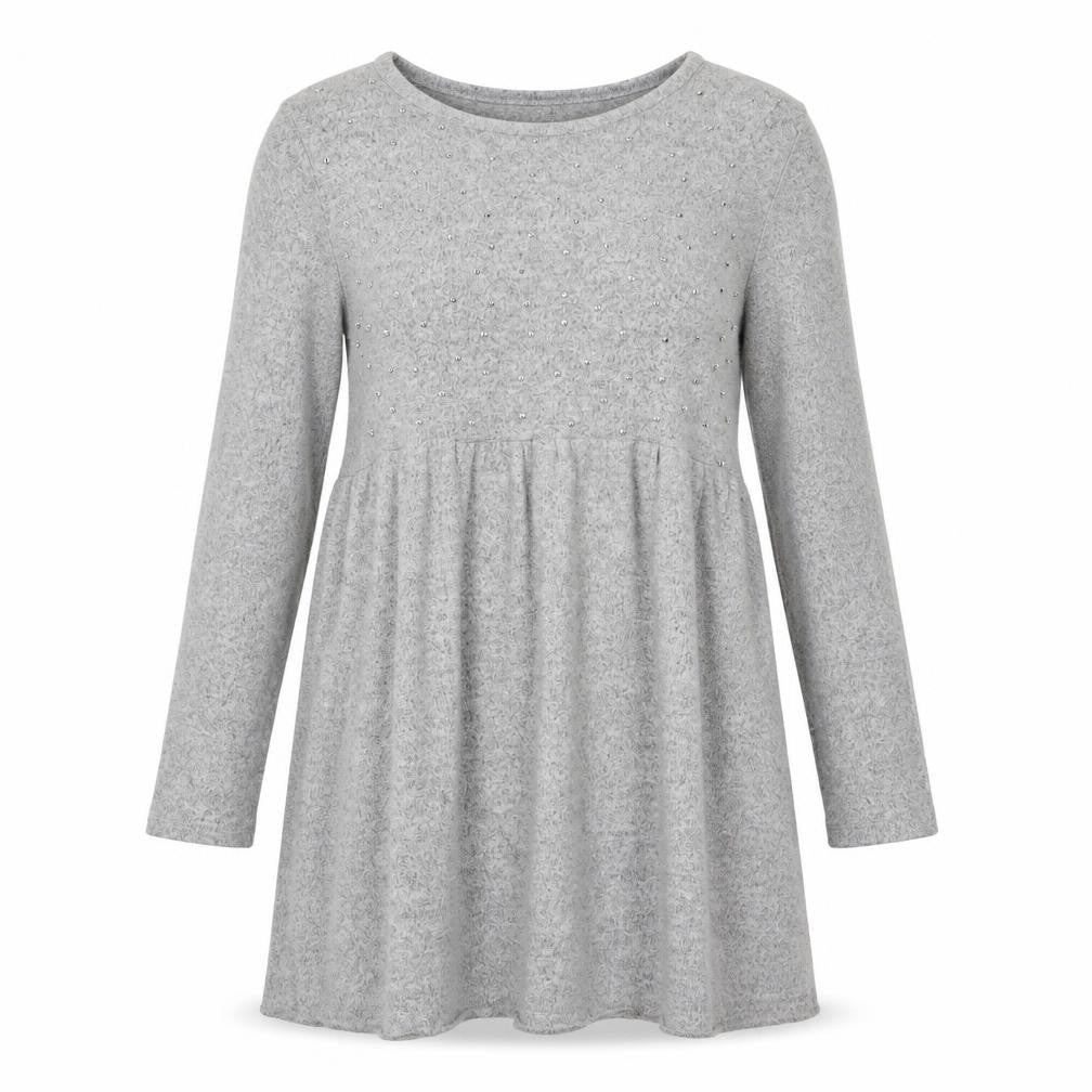 Front view of Zara Women Grey Long Sleeve Dress -, size 8