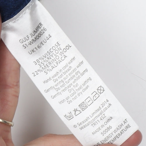 Seasalt Women's Blue Roll Neck Winter Jumper Size 16