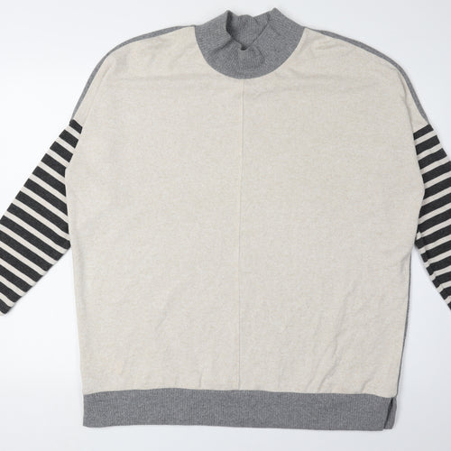 Next Women's Grey Mock Neck Striped Jumper Size L