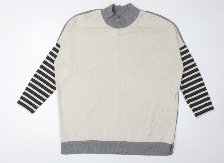 Next Women's Grey Mock Neck Striped Jumper Size L