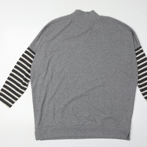 Next Women's Grey Mock Neck Striped Jumper Size L