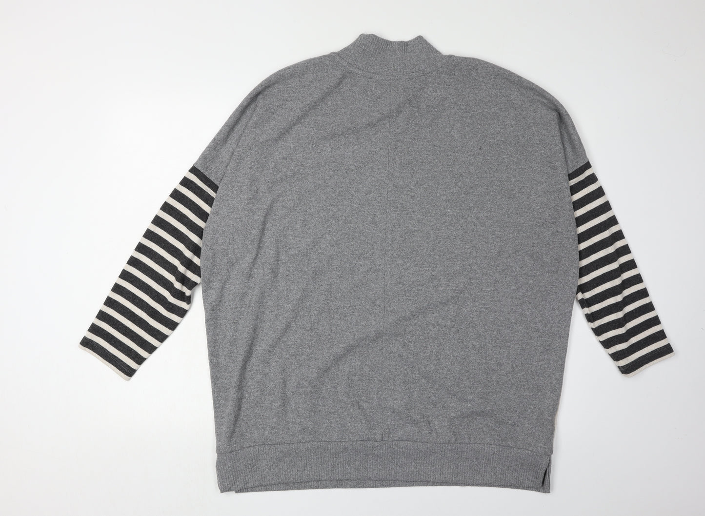 Next Women's Grey Mock Neck Striped Jumper Size L