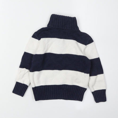 Ralph Lauren Boys Blue White Striped Full Zip Jumper 3-4 Years