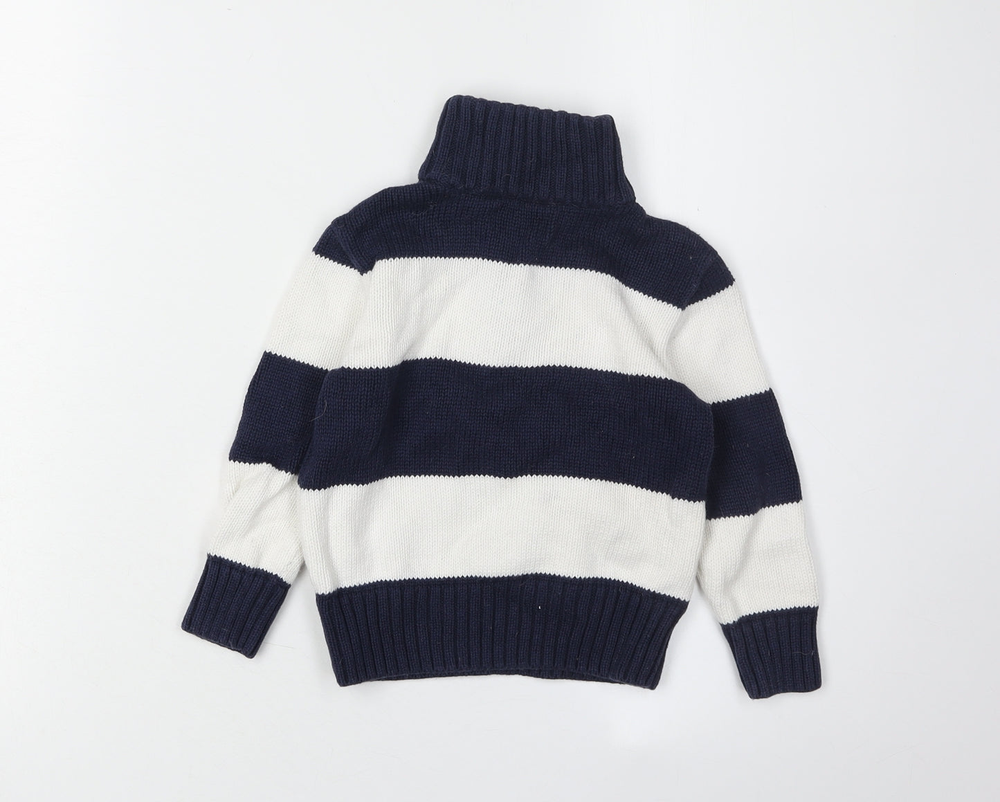 Ralph Lauren Boys Blue White Striped Full Zip Jumper 3-4 Years