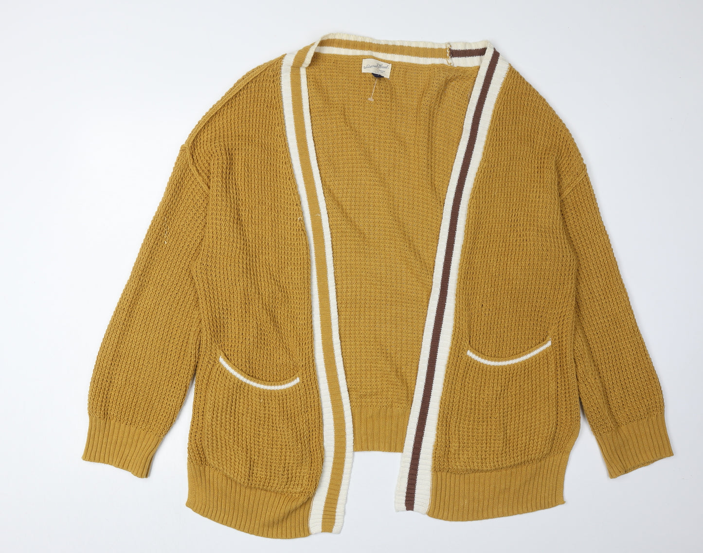 Universal Thread Women's Brown Cardigan M Waffle-Knit